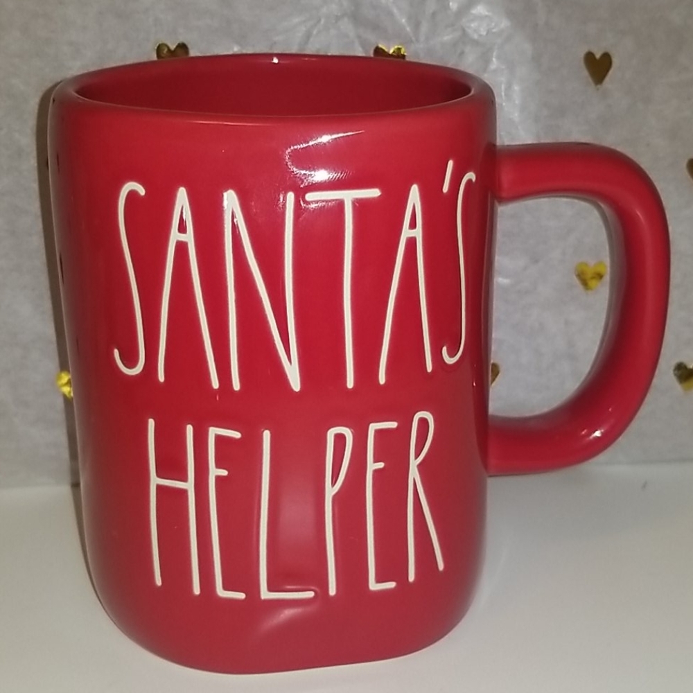 NEW Rae Dunn Rare Red  "SANTA'S HELPER" coffee mug